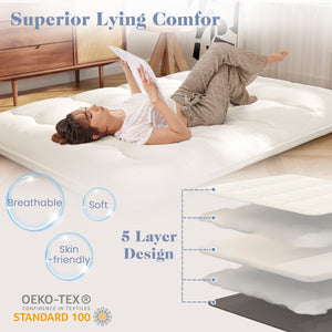 Queen/King/Twin/Full Futon Mattress Floor Sleeping Pad with Washable Cover Beige