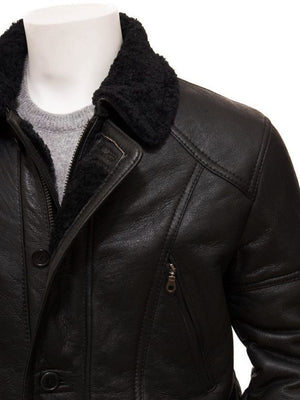 Boehmer Black Leather Shearling Jacket