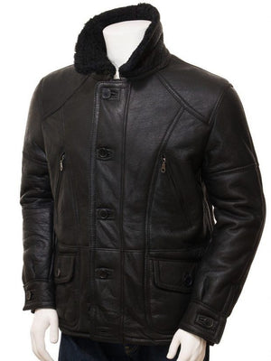 Boehmer Black Leather Shearling Jacket