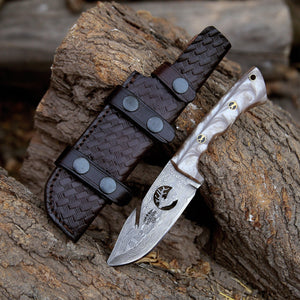 Fusion Gut Hook Hunting Knife with Mother of Pearl Handle - TRAPSKI