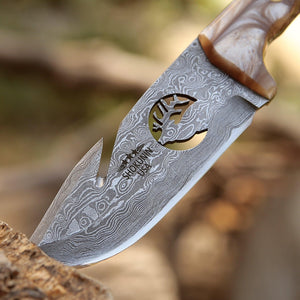 Fusion Gut Hook Hunting Knife with Mother of Pearl Handle - TRAPSKI