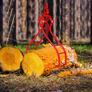 Heavy-Duty 4 Claw Timber Log Lifting Tongs with 3,000 lb Capacity - Red