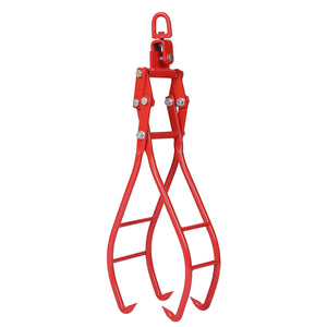 Heavy-Duty 4 Claw Timber Log Lifting Tongs with 3,000 lb Capacity - Red