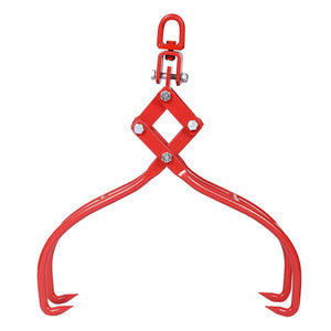 Heavy-Duty 4 Claw Timber Log Lifting Tongs with 3,000 lb Capacity - Red