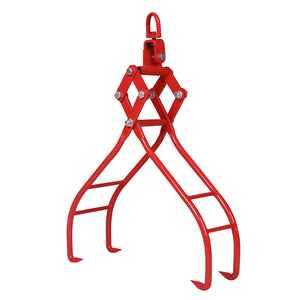 Heavy-Duty 4 Claw Timber Log Lifting Tongs with 3,000 lb Capacity - Red