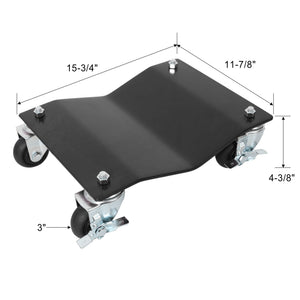 Heavy Duty Steel Vehicle Dollies with Brakes - 2500 Lbs Capacity