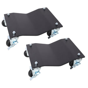 Heavy Duty Steel Vehicle Dollies with Brakes - 2500 Lbs Capacity