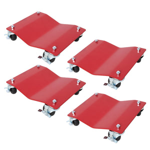 Heavy Duty Steel Vehicle Dollies with Brakes - 2500 Lbs Capacity