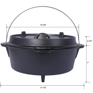 Pre-Seasoned Cast Iron Dutch Oven with Skillet Lid - Black