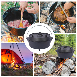 Pre-Seasoned Cast Iron Dutch Oven with Skillet Lid - Black