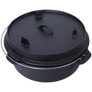 Pre-Seasoned Cast Iron Dutch Oven with Skillet Lid - Black