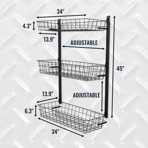 G-Basket | Adjustable Wall Storage System | Holds 120 lbs