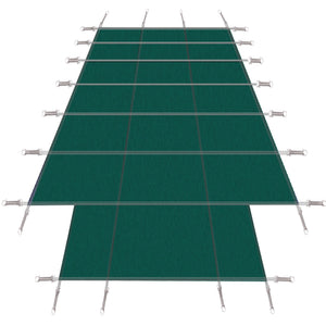16 x 32 Ft High Strength Pool Safety Cover with Center End Step - Blue or Dark Green