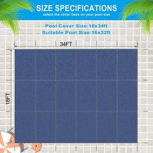 16 x 32 Ft Rectangle Inground Pool Safety Cover with Full Hardware Kit – Blue or Dark Green