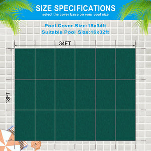 16 x 32 Ft Rectangle Inground Pool Safety Cover with Full Hardware Kit – Blue or Dark Green