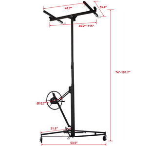 Heavy Duty Drywall Lift Panel Hoist with Adjustable Height - Yellow, Black, or Red