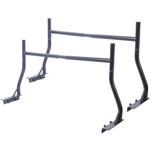 Heavy Duty Extendable Steel Truck Ladder Rack Set with 800 lb Capacity - Black