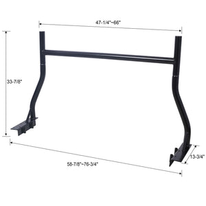 Heavy Duty Extendable Steel Truck Ladder Rack Set with 800 lb Capacity - Black