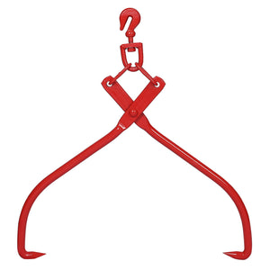 Heavy Duty Log Lifting Tongs with Swivel Hook and Sharp Teeth - Red