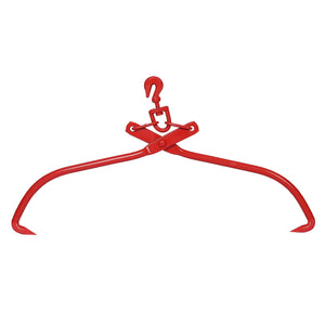 Heavy Duty Log Lifting Tongs with Swivel Hook and Sharp Teeth - Red