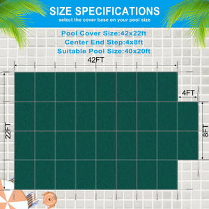 High Strength Mesh Pool Safety Cover for 20 x 40 Ft Rectangular Inground Pools - Blue or Dark Green