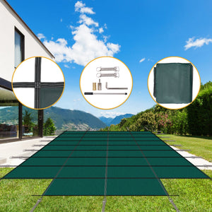 High Strength Mesh Pool Safety Cover for 20 x 40 Ft Rectangular Inground Pools - Blue or Dark Green