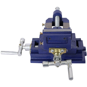 Industrial Quality Cross Slide Vise with Precision Control - Blue
