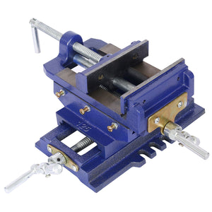 Industrial Quality Cross Slide Vise with Precision Control - Blue