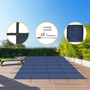 Inground Rectangle Winter Safety Pool Cover with Complete Hardware Kit - Blue or Dark Green