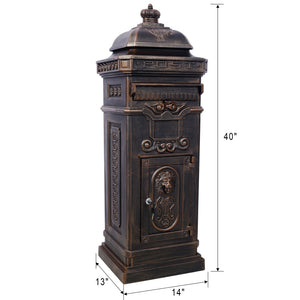 Large-Capacity Mailbox with Vintage Roman Column Design - Available in 4 Colors