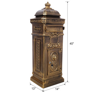 Large-Capacity Mailbox with Vintage Roman Column Design - Available in 4 Colors