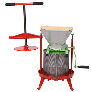 Manual Fruit Wine Press and Crusher with Stainless Steel Construction - Silver