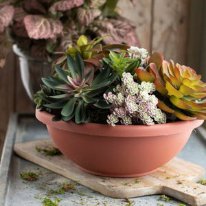 The HC Companies 18 Inch Resin Garden Bowl Planter Pot, Terra Cotta (4 Pack)