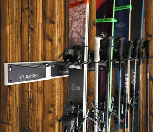 Garage Wall Rack Organizer for Yard Tools, Gear & Equipment, Skis or Snowboard by Bindings - TRAPSKI