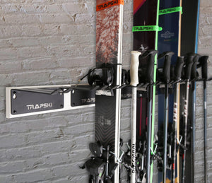 Garage Wall Rack Organizer for Yard Tools, Gear & Equipment, Skis or Snowboard by Bindings - TRAPSKI