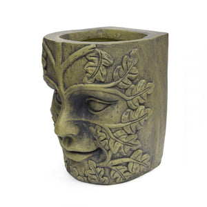 Garden Urn Planter with Carved Detail - Antique Green