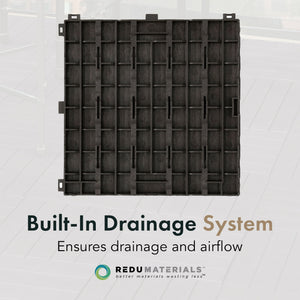 TierraVerde 12x12" Interlocking Outdoor Balcony Deck Tiles, 24-Pack, Slate Black