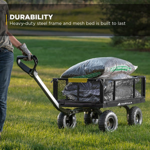 Gorilla Carts Steel Utility Cart Garden Beach Wagon, 900 Pound Capacity, Gray