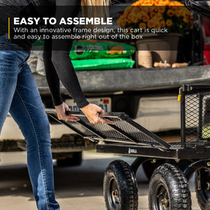 Gorilla Carts Steel Utility Cart Garden Beach Wagon, 900 Pound Capacity, Gray