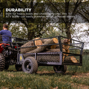 Gorilla 1400lb Steel ATV Trailer Garden Cart w/Removable Sides & 3-in-1 Tailgate