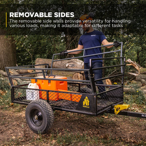 Gorilla 1400lb Steel ATV Trailer Garden Cart w/Removable Sides & 3-in-1 Tailgate