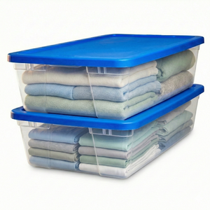 Homz Snaplock 41 Qt Stackable Plastic Storage Container w/ Lid,  2 Pack, Blue