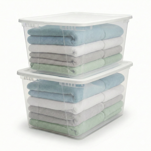 HOMZ 56qt Snaplock Clear Plastic Storage Container Bin with Secure Lid, 2 Pack
