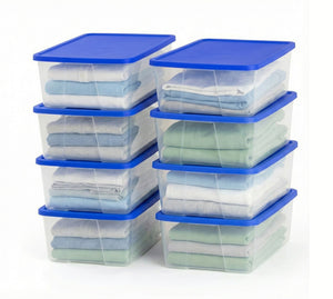 Homz 12 Qt Stackable Plastic Storage Container w/ Snaplock Lid, Blue (8 Pack) - TRAPSKI