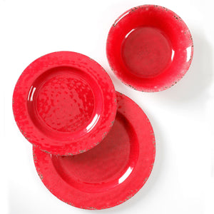Gibson Studio California Mauna 12-Piece Durable Melamine Dinnerware Set, Red