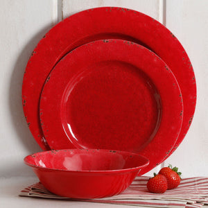 Gibson Studio California Mauna 12-Piece Durable Melamine Dinnerware Set, Red