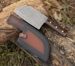 Gladiator Damascus Steel Cleaver with Micarta Handle - TRAPSKI