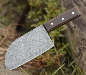 Gladiator Damascus Steel Cleaver with Micarta Handle - TRAPSKI