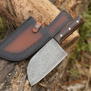 Gladiator Damascus Steel Cleaver with Micarta Handle - TRAPSKI