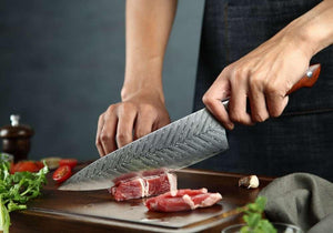 Glamour 3 Piece Professional Knife Set VG10 Damascus with Exotic Sandal Wood Handle - TRAPSKI